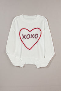 XOXO Round Neck Drop Shoulder Sweater (2 color options)