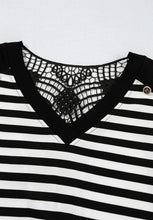 Load image into Gallery viewer, Striped Lace Detail V Neck Top
