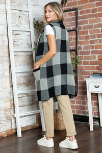 Plaid Lapel Collar Sleeveless Cardigan (multiple color options)