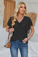 Load image into Gallery viewer, Eyelet Applique V-Neck Cap Sleeve Top (multiple color options)
