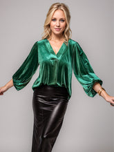 Load image into Gallery viewer, V-Neck Three-Quarter Sleeve Blouse (multiple color options)
