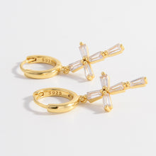 Load image into Gallery viewer, 925 Sterling Silver Zircon Cross Earrings (gold or silver)
