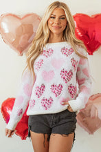 Load image into Gallery viewer, Pearl Detail Heart Round Neck Sweater
