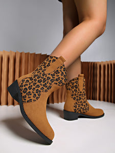 Leopard Suede Block Heel Boots (2 color options)