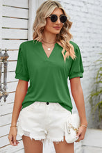 Load image into Gallery viewer, Notched Ruched Short Sleeve Top (multiple color options)
