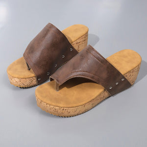 PU Leather Wedge Sandals  (multiple color options)