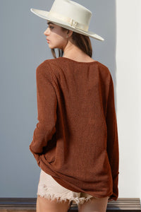 Notched Thumbhole Long Sleeve Top (multiple color options)