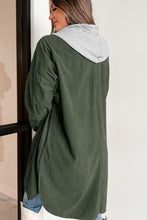 Load image into Gallery viewer, Drawstring Button Up Long Sleeve Hooded Jacket (2 color options)
