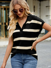 Load image into Gallery viewer, Striped Johnny Collar Cap Sleeve Sweater (multiple color options)
