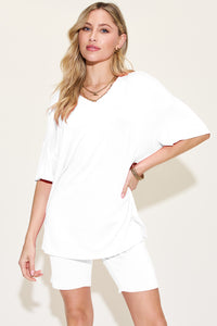 Breezy Bamboo V-Neck T-Shirt and Shorts Set (multiple color options)