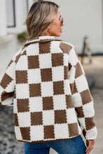 Load image into Gallery viewer, Checkered Snap Down Long Sleeve Teddy Jacket  (multiple color options)
