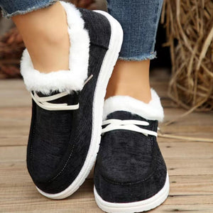 Lace Up Round Toe Furry Sneakers (multiple color options)