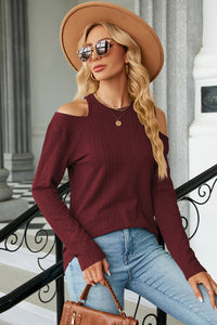 Round Neck Cold Shoulder T-Shirt (multiple color options)