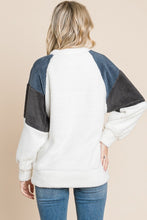 Load image into Gallery viewer, Color Block Faux Fur Raglan Sleeve Sweatshirt
