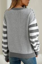 Load image into Gallery viewer, Striped Round Neck Dropped Shoulder Sweater (multiple color options)
