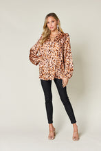 Load image into Gallery viewer, Printed Ruffle Trim Balloon Sleeve Shirt
