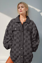 Load image into Gallery viewer, Button Up Fuzzy Checkered Shacket (multiple color options)
