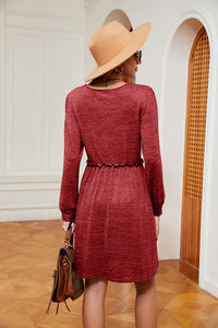 Square Neck Long Sleeve Dress (multiple color options)