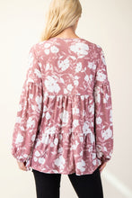 Load image into Gallery viewer, Tiered Floral V-Neck Long Sleeve Blouse
