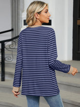 Load image into Gallery viewer, Pocketed Striped Round Neck Long Sleeve Top (multiple color options)
