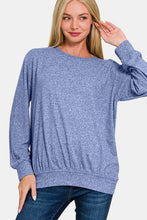 Load image into Gallery viewer, Melange Round Neck Top in Navy
