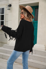 Load image into Gallery viewer, Ribbed Round Neck Fringe Detail Sweater (multiple color options)
