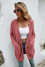 Load image into Gallery viewer, Open Front Openwork Fuzzy Cardigan with Pockets (multiple color options)
