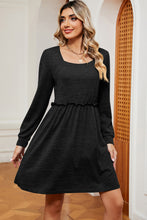 Load image into Gallery viewer, Frill Square Neck Long Sleeve Dress (multiple color options)
