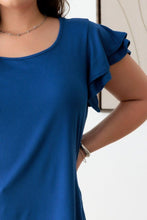 Load image into Gallery viewer, Short Fluttery Sleeve Round Neck Top
