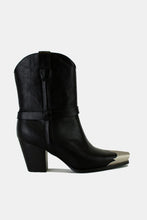 Load image into Gallery viewer, Faux Leather Metal Toe Ankle Boots in Black
