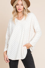 Load image into Gallery viewer, Checkered Long Sleeve V-Neck T-Shirt in White
