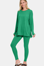 Load image into Gallery viewer, Brushed Microfiber Top and Leggings Lounge Set in Kelly Green
