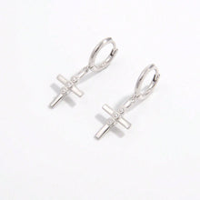 Load image into Gallery viewer, 925 Sterling Silver Zircon Cross Earrings
