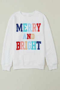 MERRY AND BRIGHT Cable Knit Pullover Sweatshirt (multiple color options)