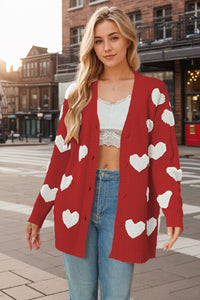 Heart Button Down Long Sleeve Cardigan (multiple color options)