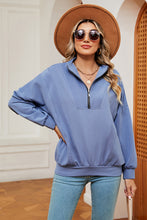 Load image into Gallery viewer, Half Zip Dropped Shoulder Sweatshirt (multiple color options)
