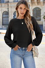 Load image into Gallery viewer, Lace Detail Round Neck Lantern Sleeve Top (multiple color options)
