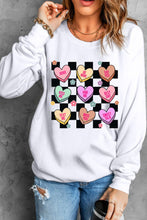 Load image into Gallery viewer, Valentine&#39;s Day Checkered Heart Long Sleeve Sweatshirt
