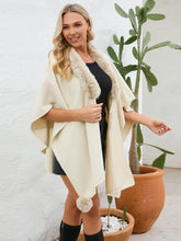 Load image into Gallery viewer, Fuzzy Trim Open Front Poncho (multiple color options)
