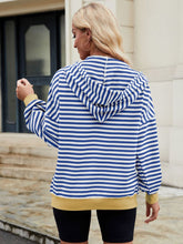 Load image into Gallery viewer, Drawstring Striped Zip Up Long Sleeve Hoodie (multiple color options)
