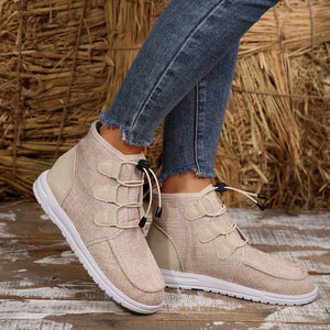 Lace-Up Round Toe Flat Sneakers (2 color options)