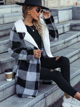 Load image into Gallery viewer, Plaid Open Front Coat with Pockets
