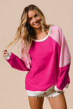 Load image into Gallery viewer, Striped Round Neck Long Sleeve Sweatshirt
