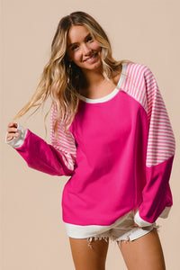 Striped Round Neck Long Sleeve Sweatshirt