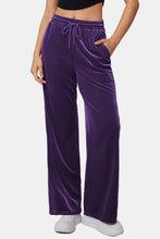 Load image into Gallery viewer, Drawstring Elastic Waist Straight Leg Pants (multiple color options)
