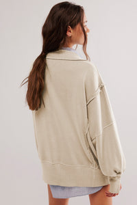 Exposed Seam Side Slit Long Sleeve Sweatshirt (multiple color options)