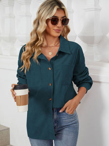 Button Up Long Sleeve Shirt with Breast Pockets (multiple color options)