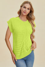 Load image into Gallery viewer, Cable-Knit Round Neck Cap Sleeve Sweater (multiple color options)
