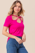 Load image into Gallery viewer, Cutout Asymmetrical Neck Short Sleeve T-Shirt
