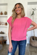 Load image into Gallery viewer, Cable-Knit Round Neck Short Sleeve Sweater (multiple color options)
